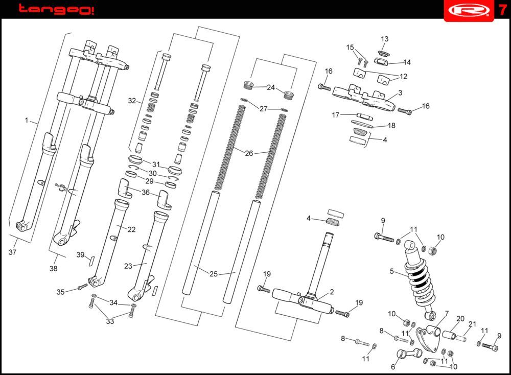 Suspension Rieju Tango blue 2008 2-stroke
