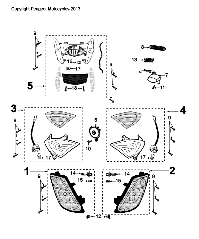 Lighting Peugeot Citystar 50 Black