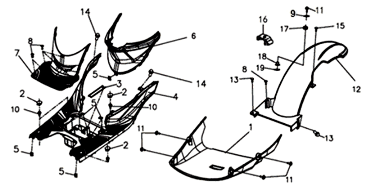Foot plate/frame cover Sym Symphony ST 125I E4 Matt gray (GY-010U)