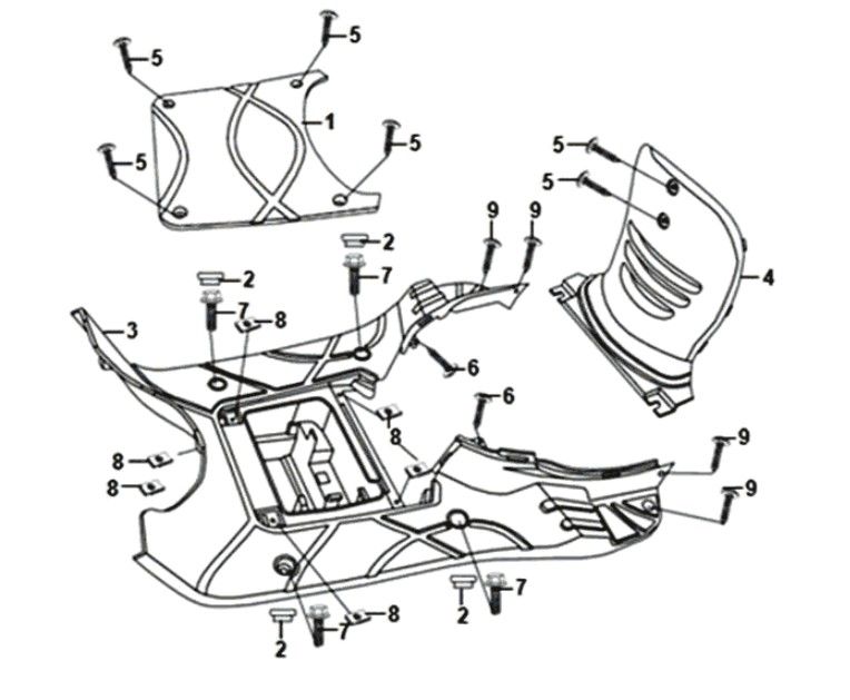 Voetplaat - framebekleding Sym Fiddle II Euro 4