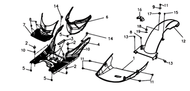 Footplate/ frame cover 2 Sym Symphony ST 200I Gray (GY-010U)
