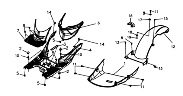 Footplate/frame cover 2 Sym Symphony ST 200I White (WH-006)