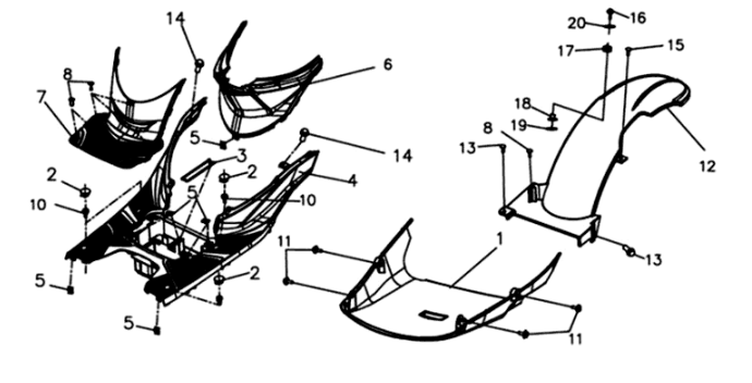 Foot plate/frame cover Sym Symphony ST E3 Deep Black (BK-001C)