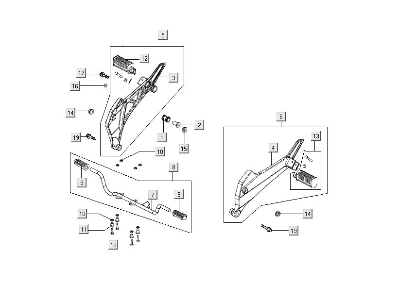 Foot rests Kymco Nexxon 4-stroke dark grey
