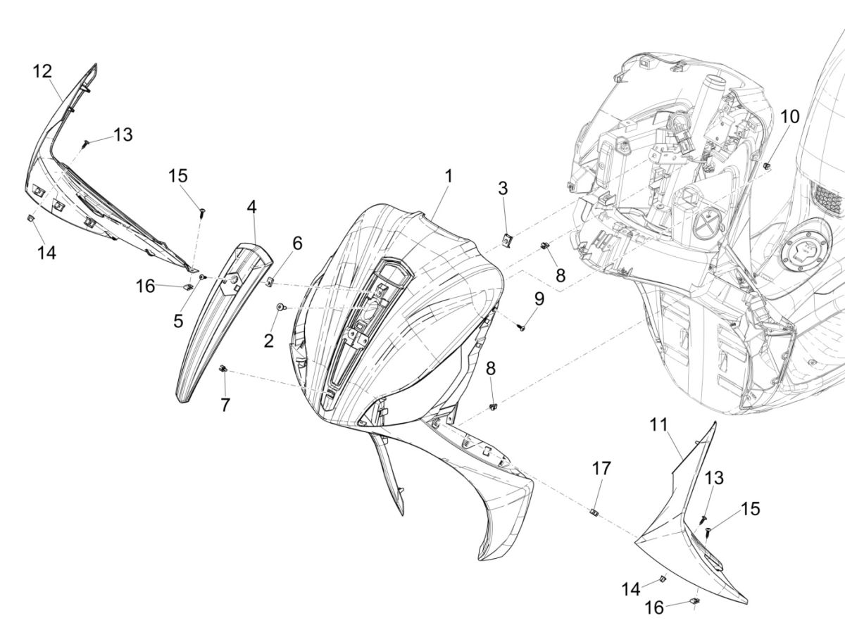 Piaggio Medley 125 4T IE ABS E4 2016-2019 front panel (EMEA)