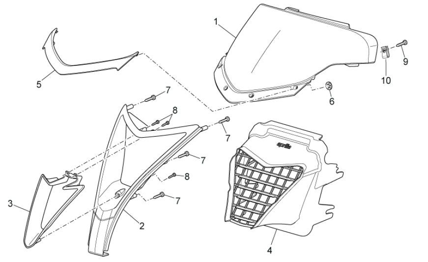 Front covers II Aprilia SR 50 H2O ie+carb 2004-2009 silver