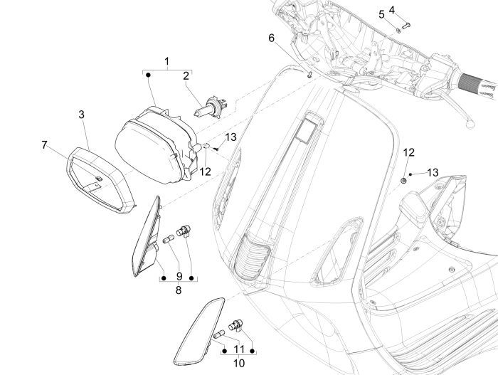 Headlight Vespa Sprint 25km 4-stroke 2-valve