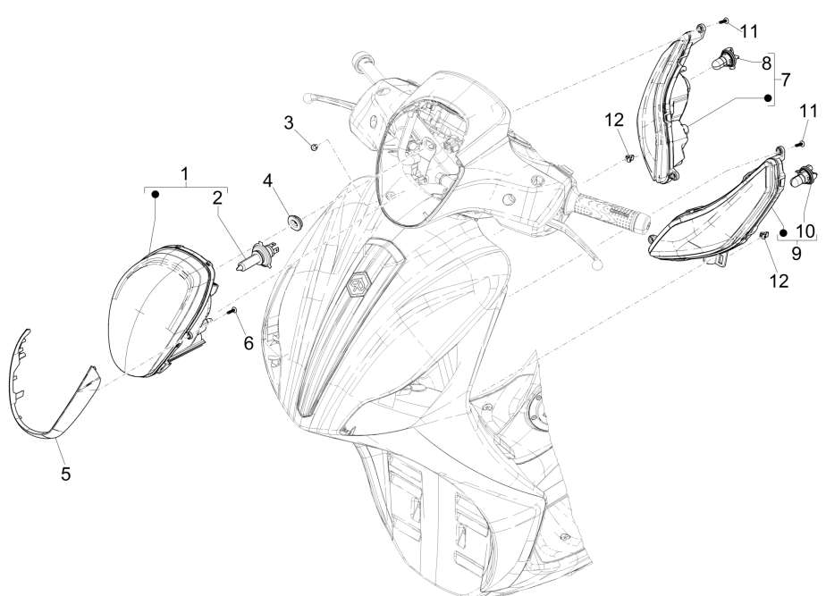 Front lights - Piaggio Medley 150 4T IE ABS E4 2016-2020 (EMEA) direction indicators