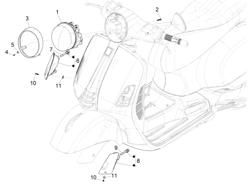 Front lights - Vespa GTS 125 4T E4 ABS 2019 turn signals (EMEA)