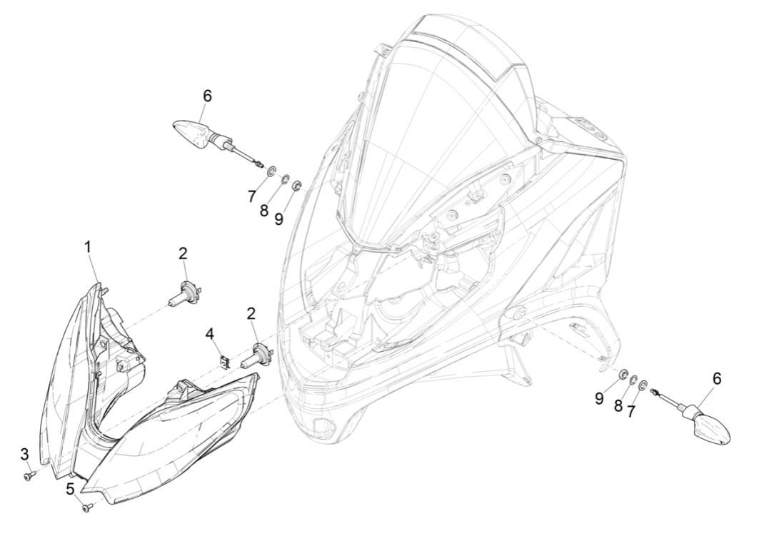 Front lights - Piaggio MP3 300 HPE/300 HPE SPORT E5 ABS 2020-2022 (EMEA) direction indicators