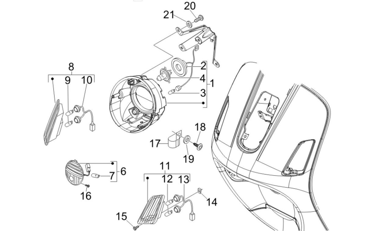 Front lights - Turn Signals Vespa GTV 250 4T 4V IE