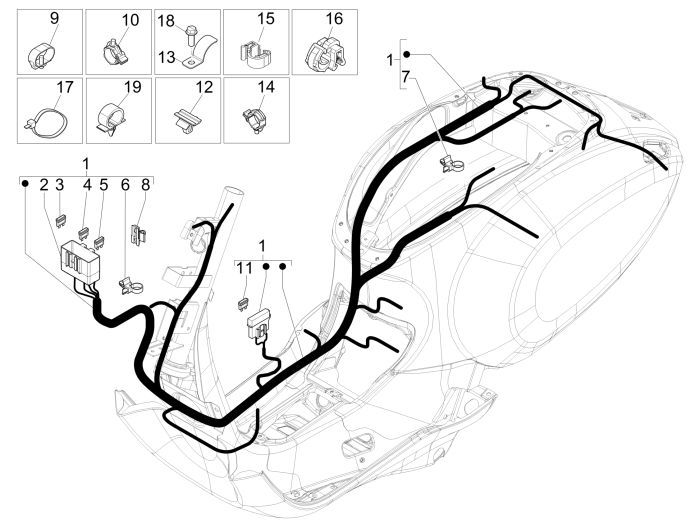 Wiring Harness Vespa Sprint 45km 4-Stroke 4-Valve