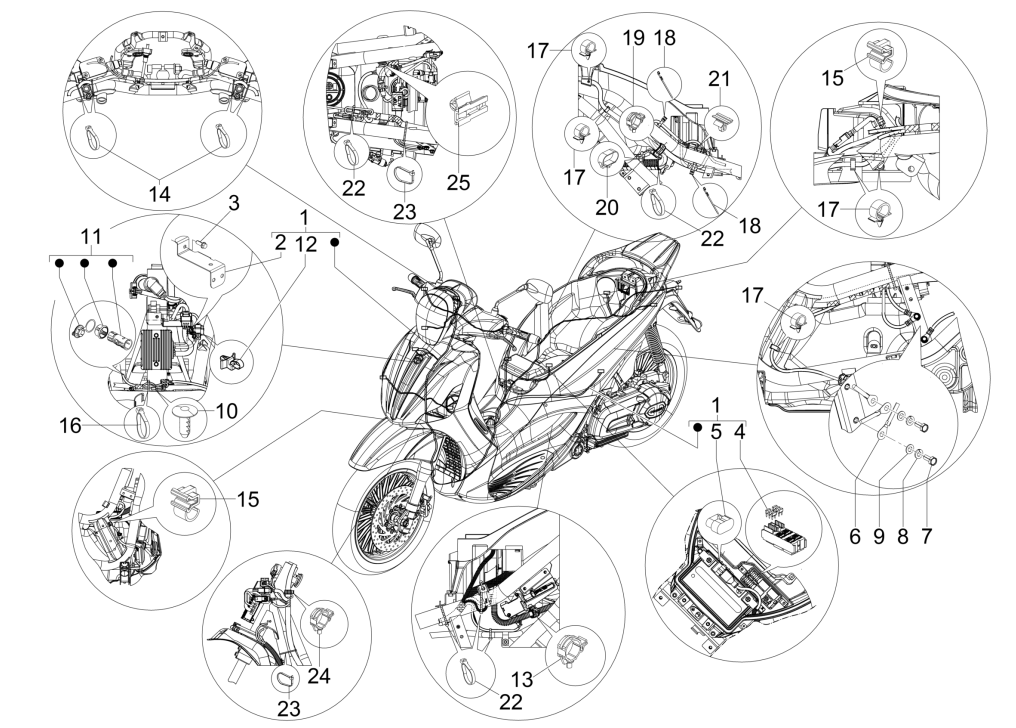 Main cable group Piaggio Beverly 125 RST 4T 4V IE E3 2010-2015 (EMEA)