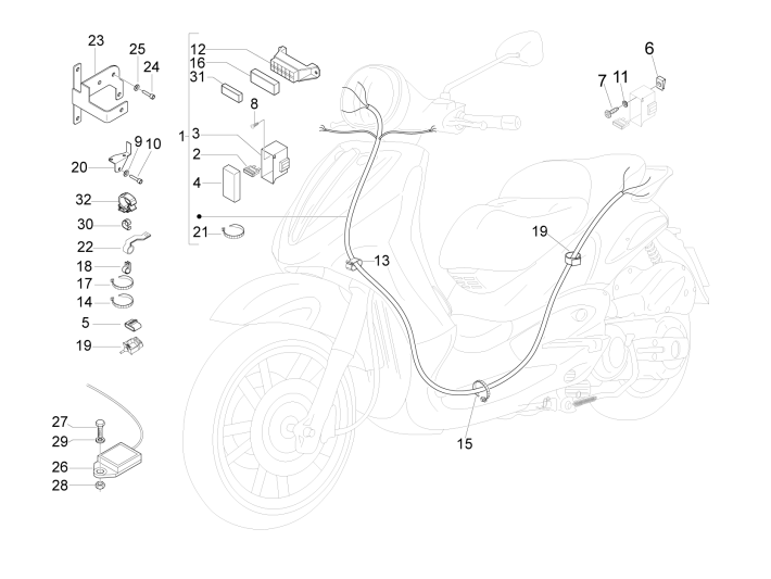 Main cable group Piaggio Beverly 500 E3 2007-2012