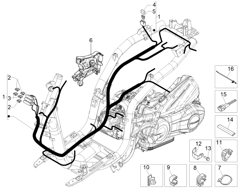 Main Piaggio Liberty 50 4-stroke cable group (IGET Euro 5)