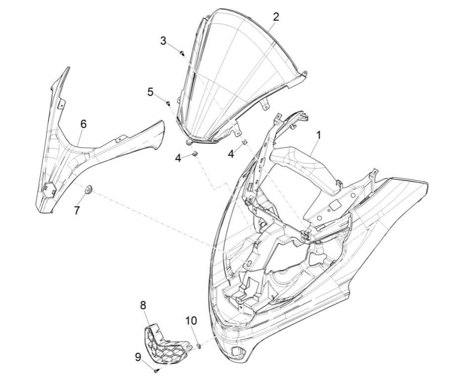 Piaggio MP3 300 HPE /300 HPE SPORT E5 ABS 2020-2022 front plate (EMEA)
