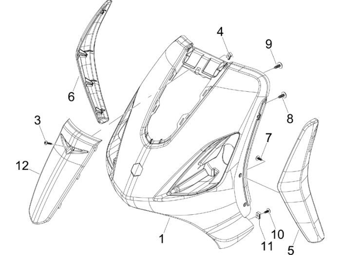 Front cover Piaggio Fly 2-stroke silver 738