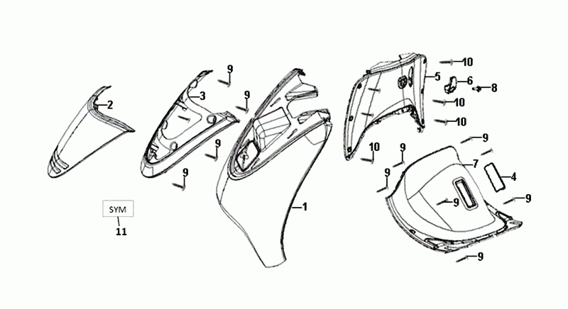 Front plate Inner plate Turn Signal Lights Sym Allo Euro4 (BK-5560S) Bright Black