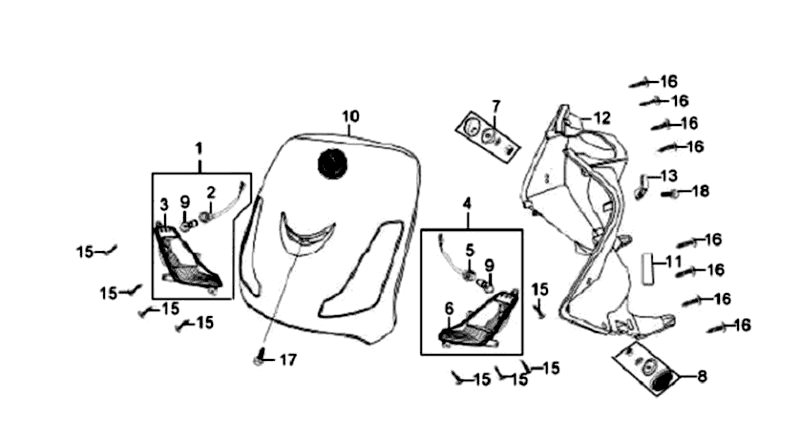 Front plate Inner plate Turn Signal Lights Sym Fiddle White WH8018P
