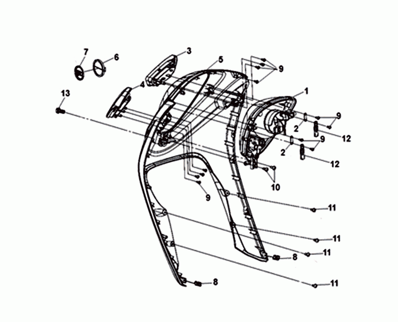 Front plate Flask. Inside b. Sym Mio 50I (WH-8018P OR-1495P) White Orange