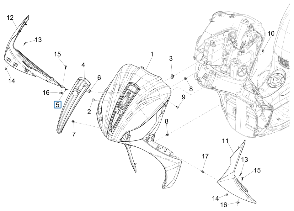 Piaggio Medley 150 4T IE ABS E4 2016-2020 Front Plate (EMEA)