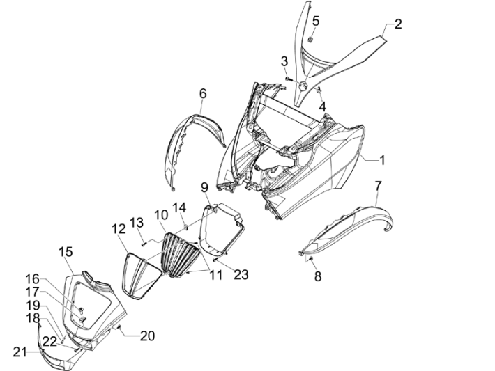 Front plate Piaggio MP3 300LT Sport 2009-2014 star white 595