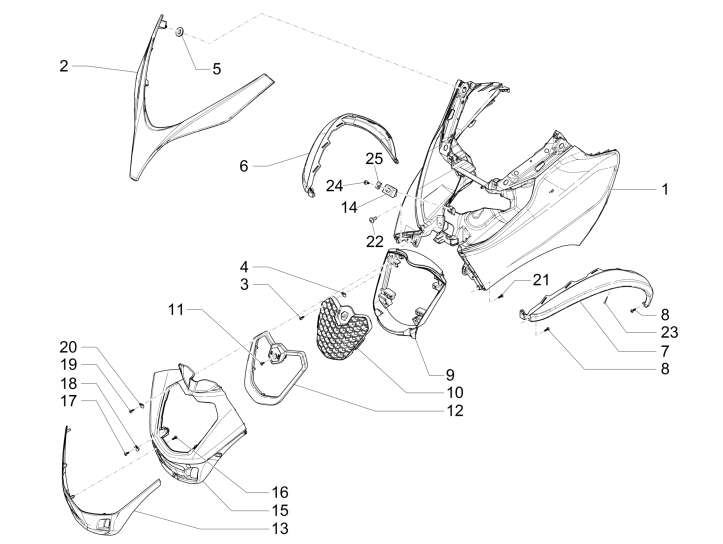 Front plate Piaggio MP3 500 LT Business 2014-2016 brown