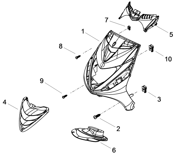 Front plate Piaggio Zip 50 SP 2006-2013 white 724