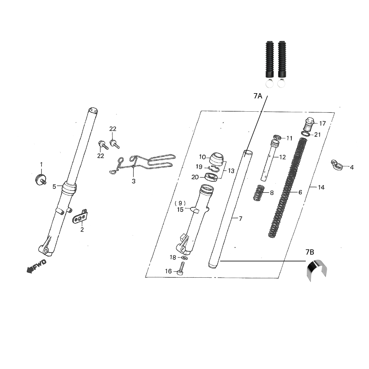 Honda MT50 front fork parts