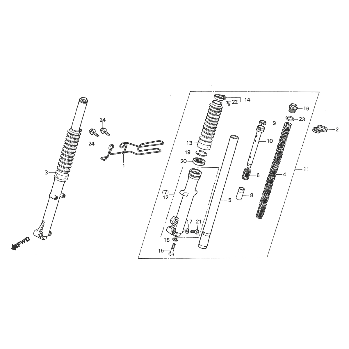 Honda MTX 50 front fork parts