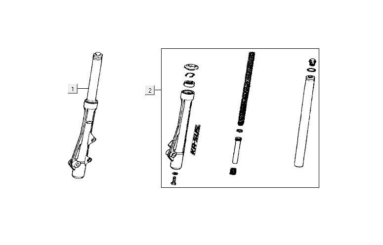 Front leg Kymco Activ 4-stroke red-black