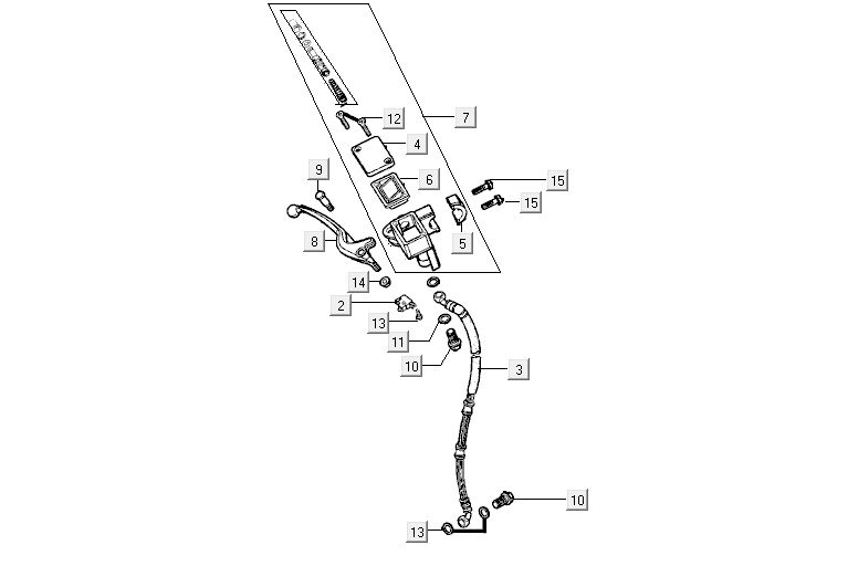 Brake master cylinder - Brake lever - Brake hose Kymco Agility 10