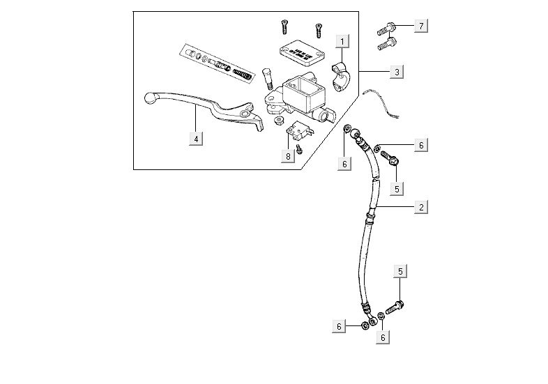 Brake master cylinder - Brake lever - Brake hose Kymco Agility Fat 12