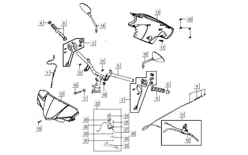 Brake master cylinder - Brake lever - Brake hose Kymco Carry 50 4T AC white