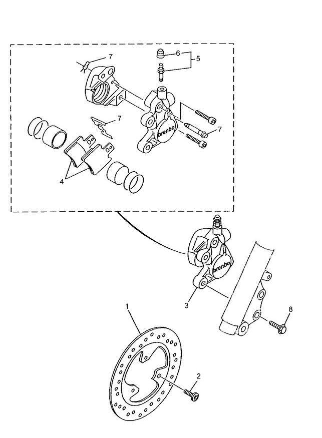 Front brake Yamaha Neo's 2-stroke (2003 to 2008)
