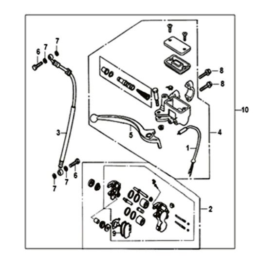 Voorremklauw - remgreep - remleiding Sym Crox 50 E4