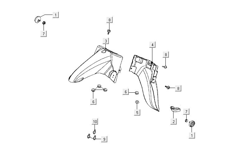 Front fender Kymco Activ 4-stroke silver