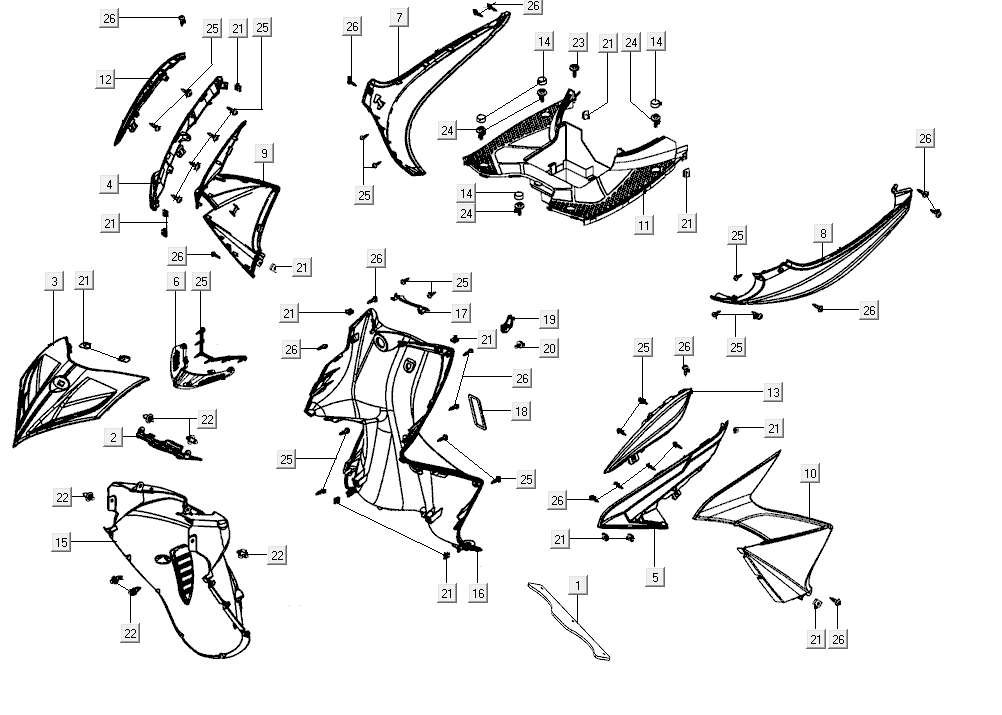 Front fender Kymco Super8 Street 50i E4 Matt Grey
