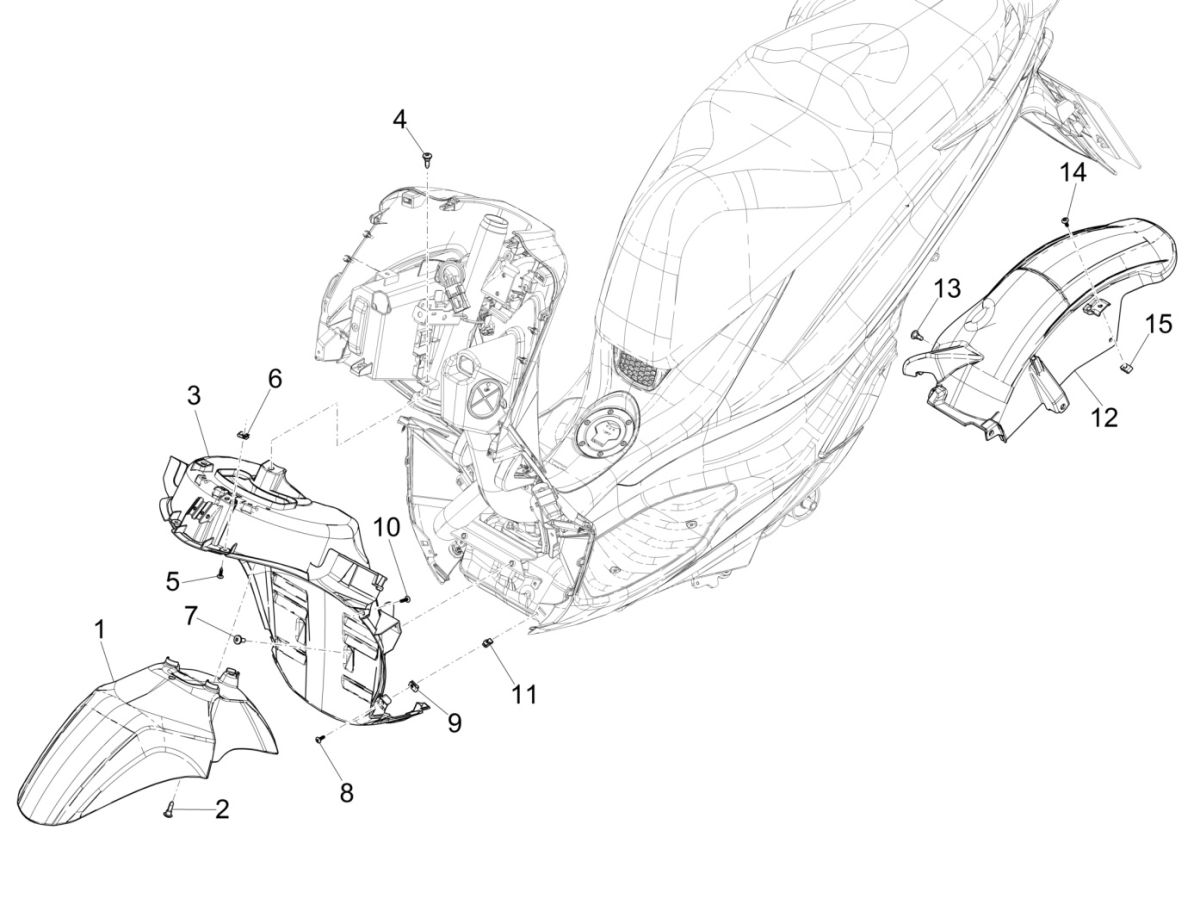 Piaggio Medley 125 4T IE ABS E4 2016-2019 front fender (EMEA)