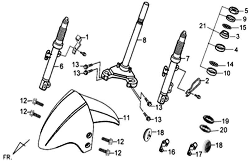 Front Fender Front Fork Handlebar-head bearing set Sym Jet 4 (GY7450U WH006) gray white