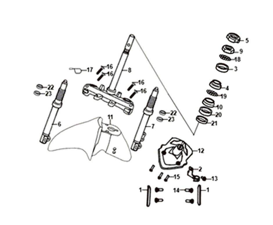 Front fender front fork headset Sym Jet 14