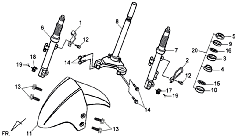Front Fender Front Fork Handlebar-head bearing set Sym Symphony SR (LX17348) chestnut