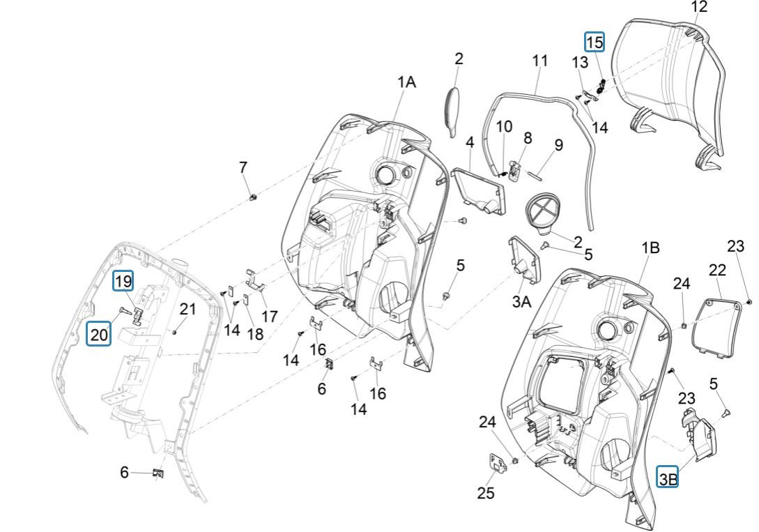 Front case- Anti-protection plate Vespa Primavera 125 4T 3V IE ABS