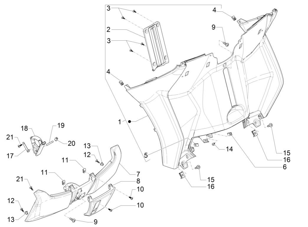 Front case - Piaggio MP3 300 ie E4 LT BUSINESS counterprotection plate - SPORT NOABS-ABS 2016 - 2018 (EMEA)