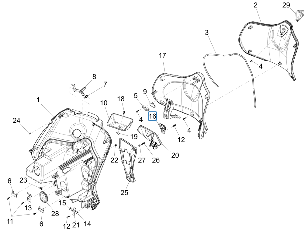 Piaggio Fly 125 4-stroke 3V IE E3 front case