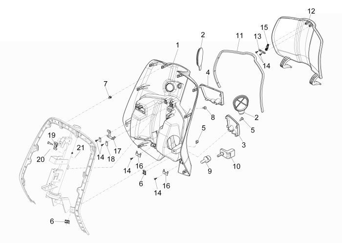 Leg shield Vespa Primavera pink 889/a