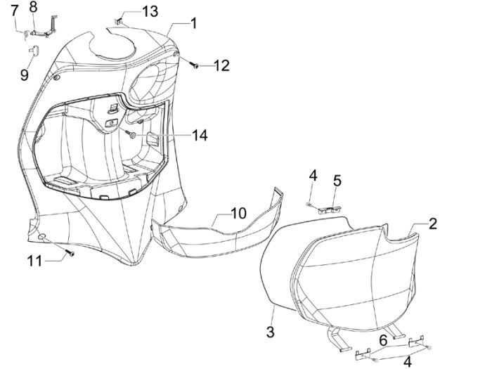 Leg shield Piaggio Fly 2-stroke