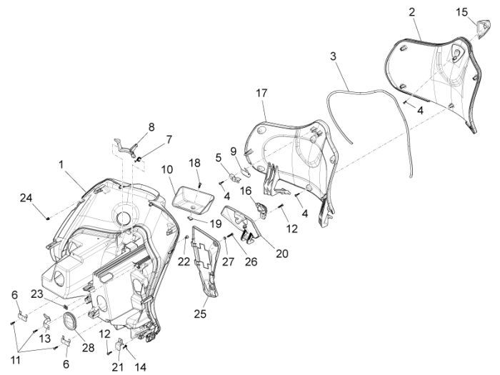 Legshield Piaggio New Fly 4-stroke 2-valve blue midnight 222