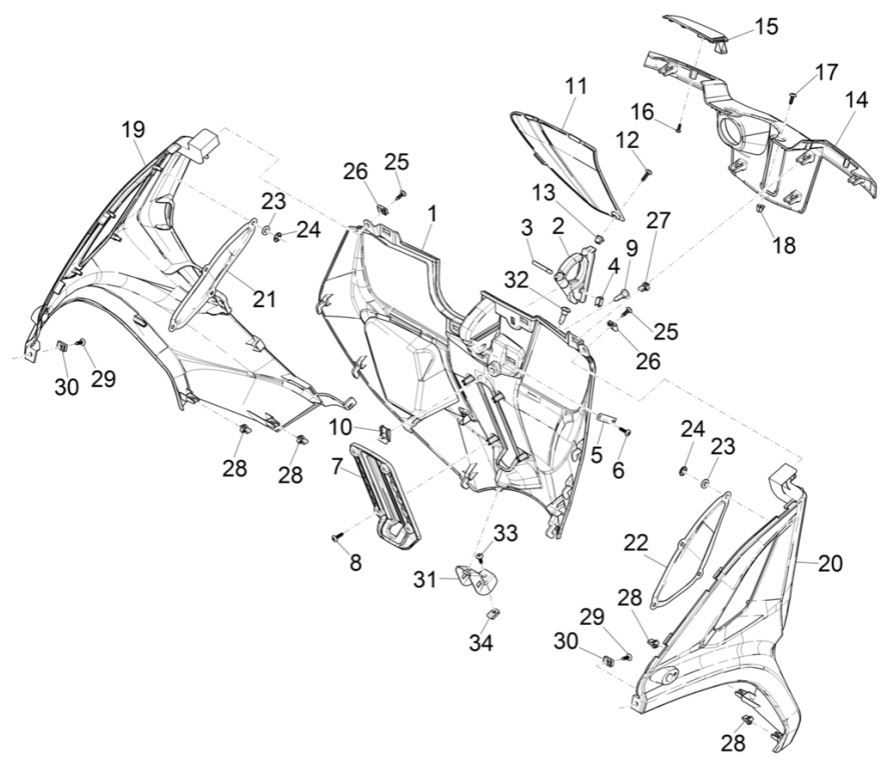 Front case - Piaggio MP3 300 HPE/300 HPE/300 HPE SPORT E5 ABS 2020-2022 (EMEA)
