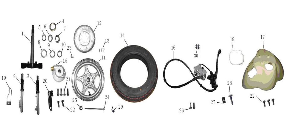 Front Fork- Front Wheel Turbo Cx-50 4-stroke